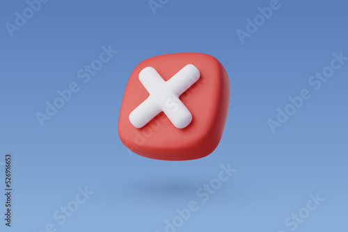 3d Vector Wrong Checkmark box, Disapprove or Wrong Choice concept.
