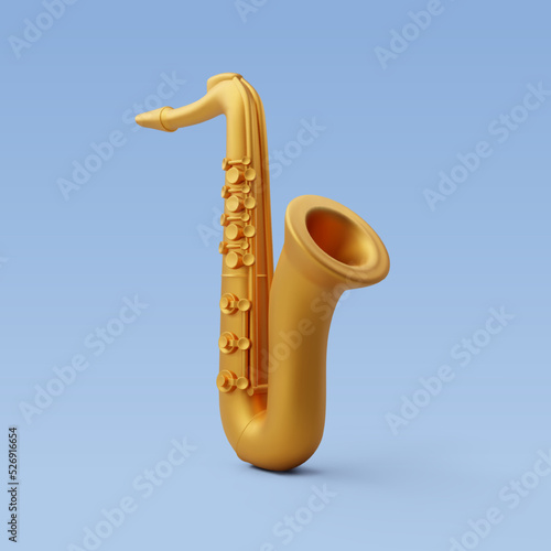 3d Vector Golden saxophone, Music and Instrument concept.