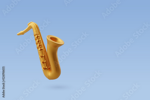 3d Vector Golden saxophone, Music and Instrument concept.