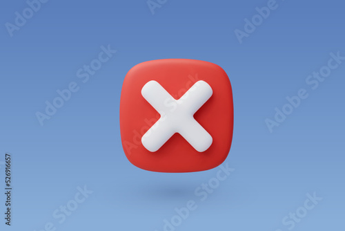 3d Vector Wrong Checkmark box, Disapprove or Wrong Choice concept.