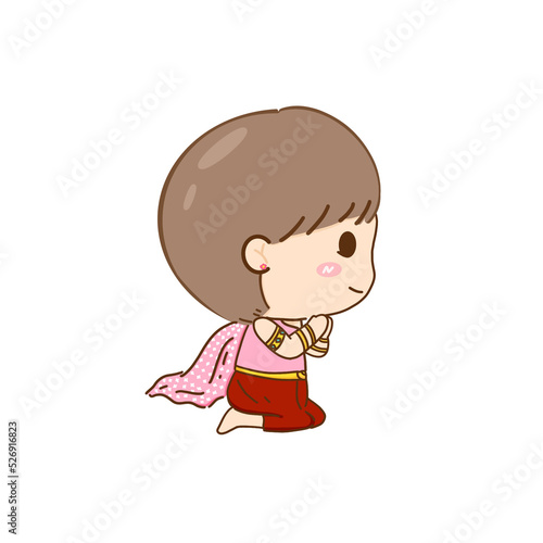 little cute girl in traditional Thai dress