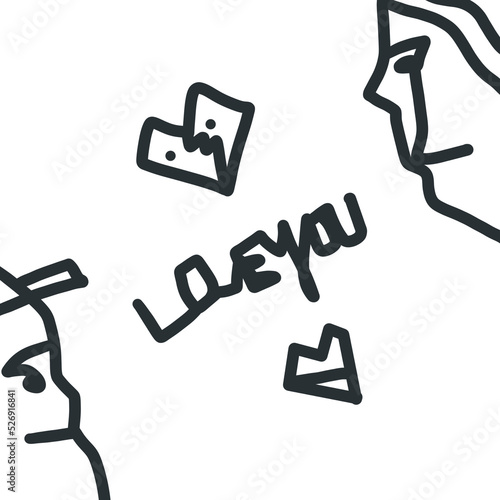 the minimal couple love linear illustration