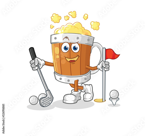 beer mug playing golf vector. cartoon character