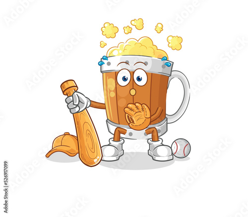 beer mug baseball Catcher cartoon. cartoon mascot vector