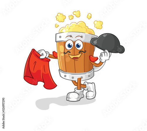 beer mug matador with red cloth illustration. character vector