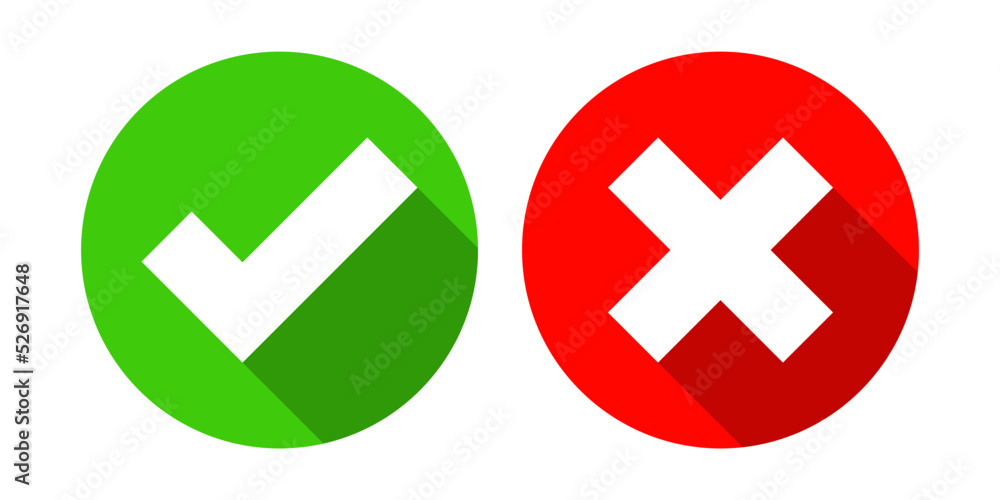 Check and cross circular icon design vector. Yes no symbol illustration. Check and cross circular icon design vector. Yes no symbol illustration.