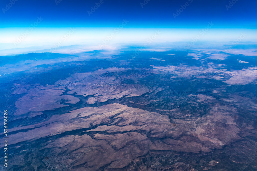 Aerial view of watershed for canyons in Arizona