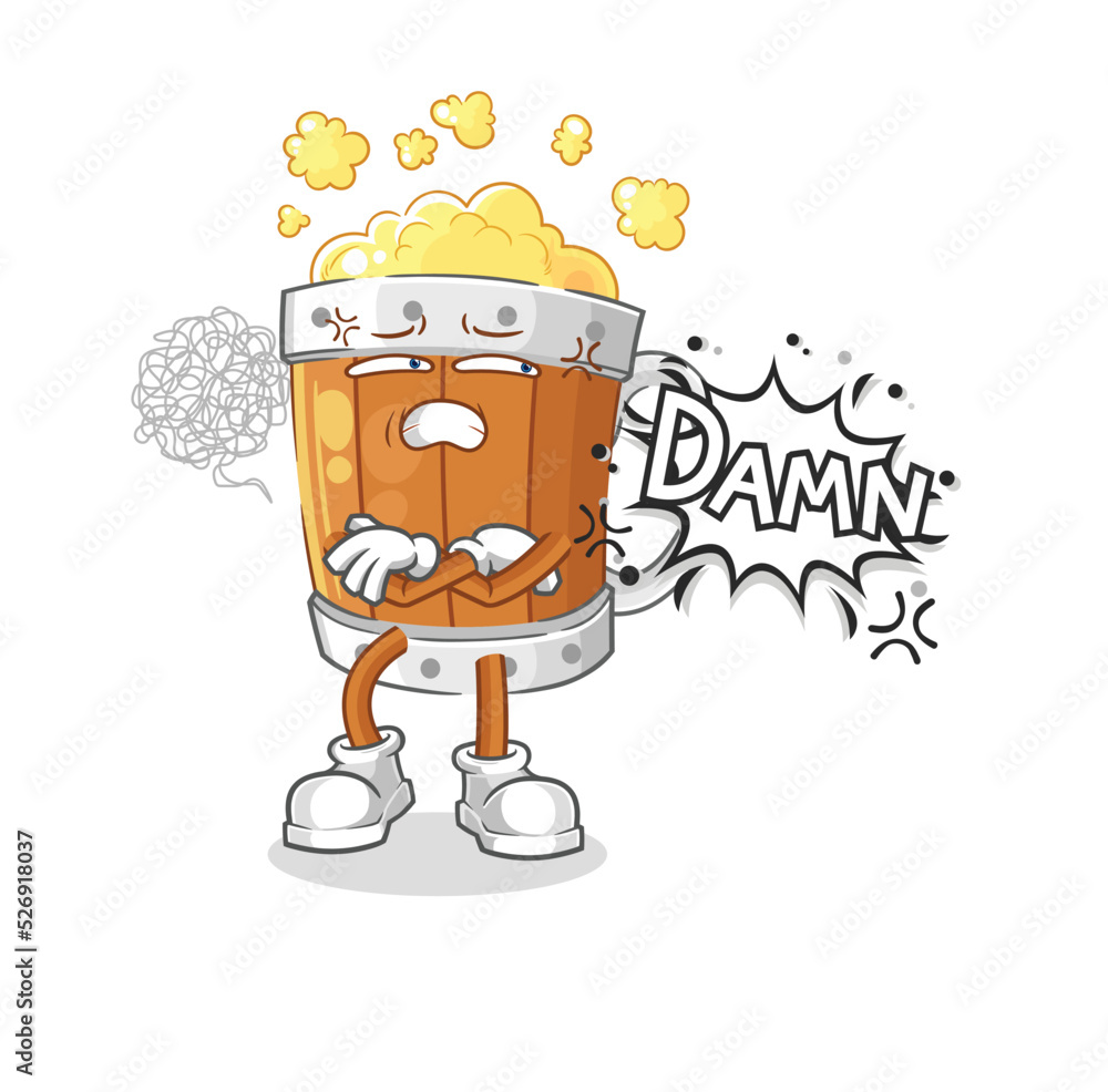 Obraz premium beer mug very pissed off illustration. character vector
