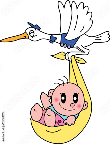 赤ちゃんを運ぶコウノトリ
