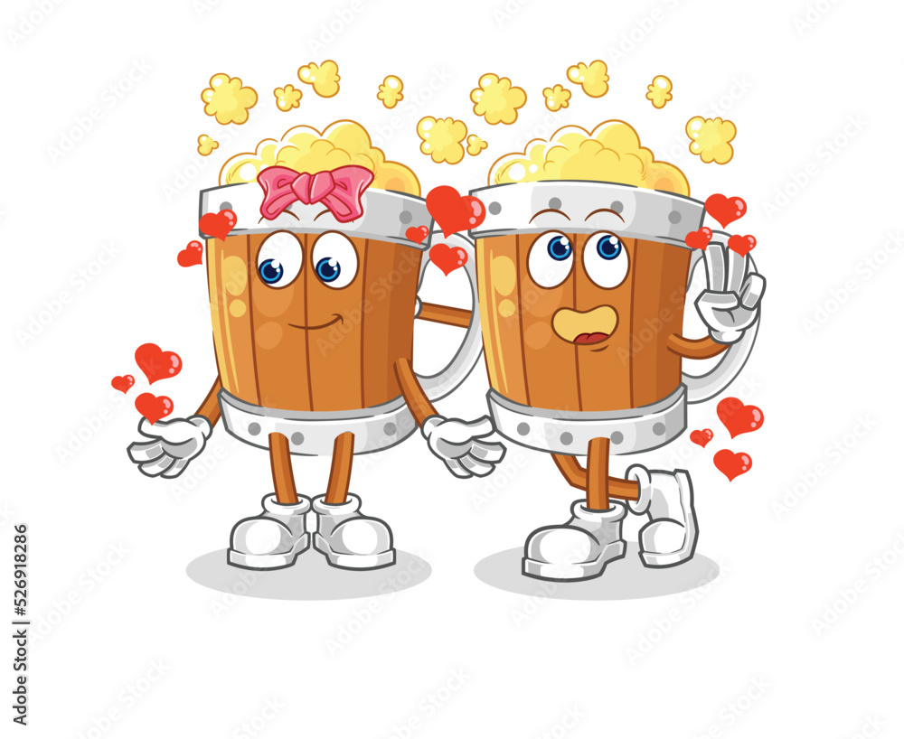 beer mug dating cartoon. character mascot vector