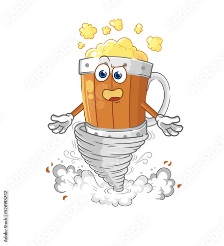 beer mug in the tornado cartoon character vector