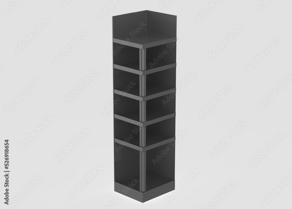 Display stand, retail display stand for product , display stands isolated on white background. 3d illustration Display stand, retail display stand for product , display stands isolated on white background. 3d illustration