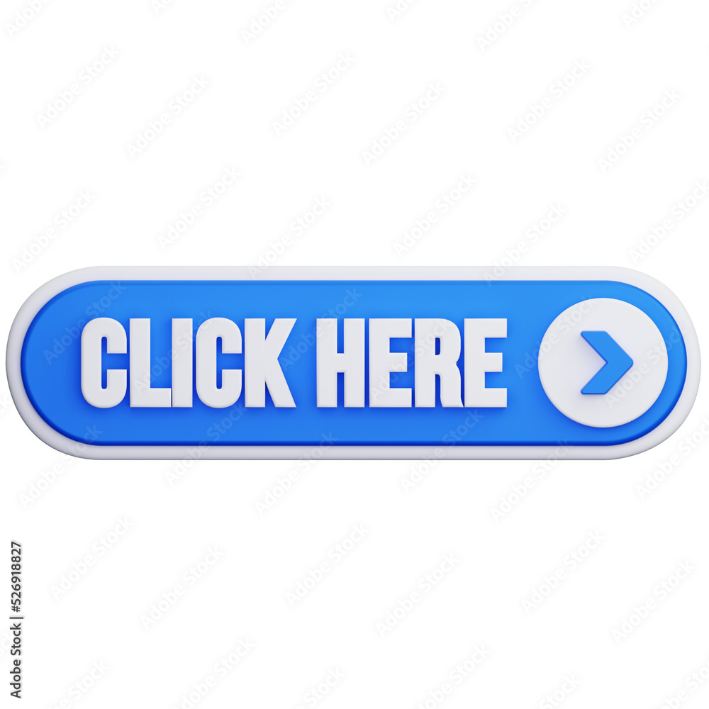 click here button on transparent background. 3D Illustration click here button on transparent background. 3D Illustration