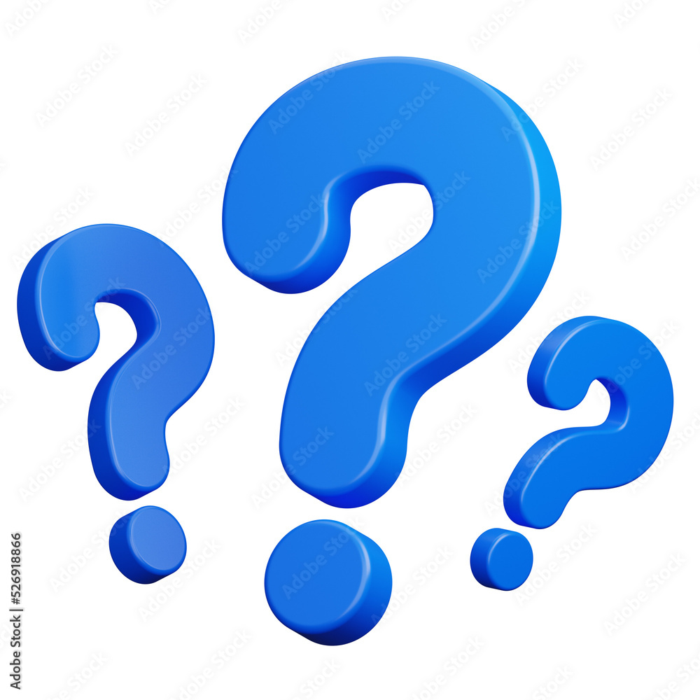 blue question mark to find answer on transparent background. 3D Illustration - obrazy, fototapety, plakaty 