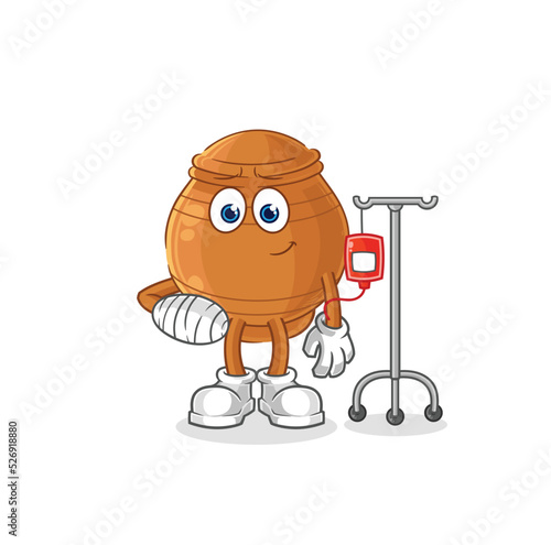 clay pot sick in IV illustration. character vector