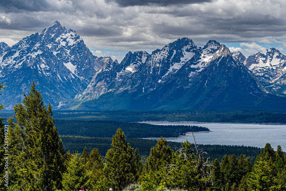 The mountains and lake in the Grand Teton National Park