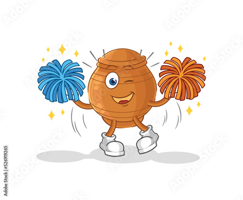 clay pot cheerleader cartoon. cartoon mascot vector