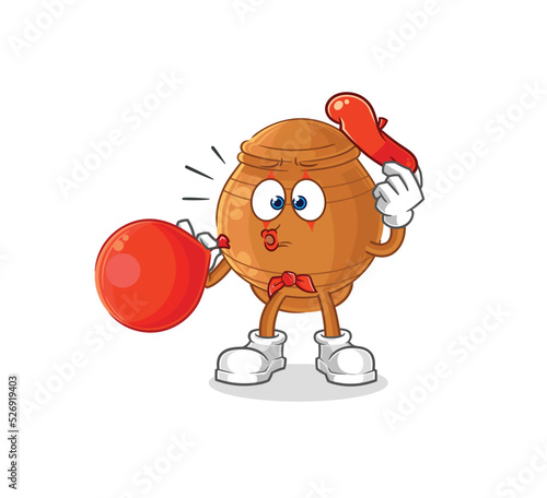 clay pot pantomime blowing balloon. cartoon mascot vector