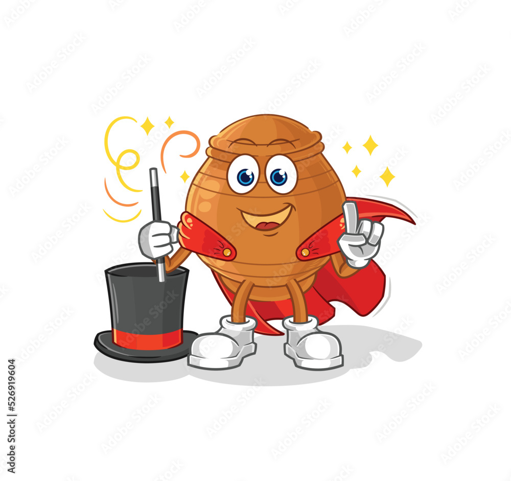 Obraz premium clay pot magician illustration. character vector