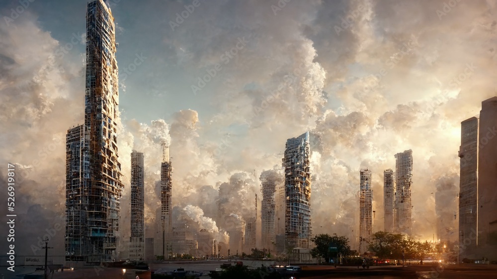 futuristic architecture modern buildings 4k rendering 