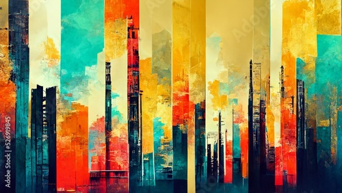 abstract background city wall skyline art