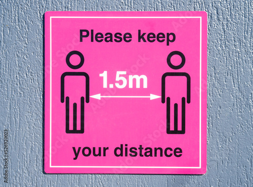 Social distancing sign in public place
