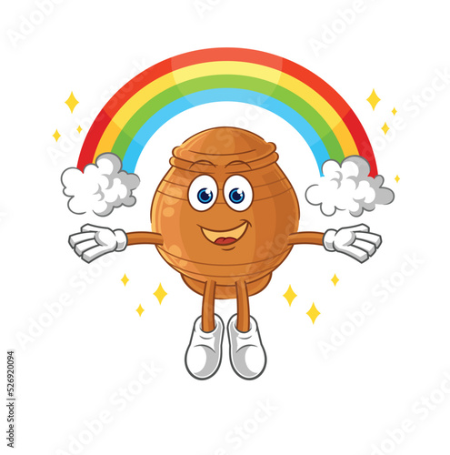 clay pot with a rainbow. cartoon vector