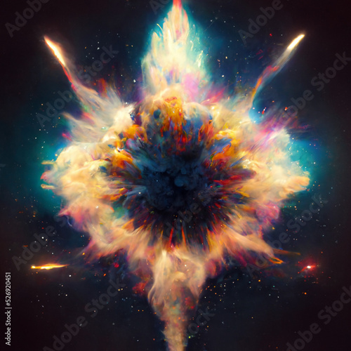 Obraz na płótnie Cosmic Nebula Explosion Illustration Photo Wallpaper