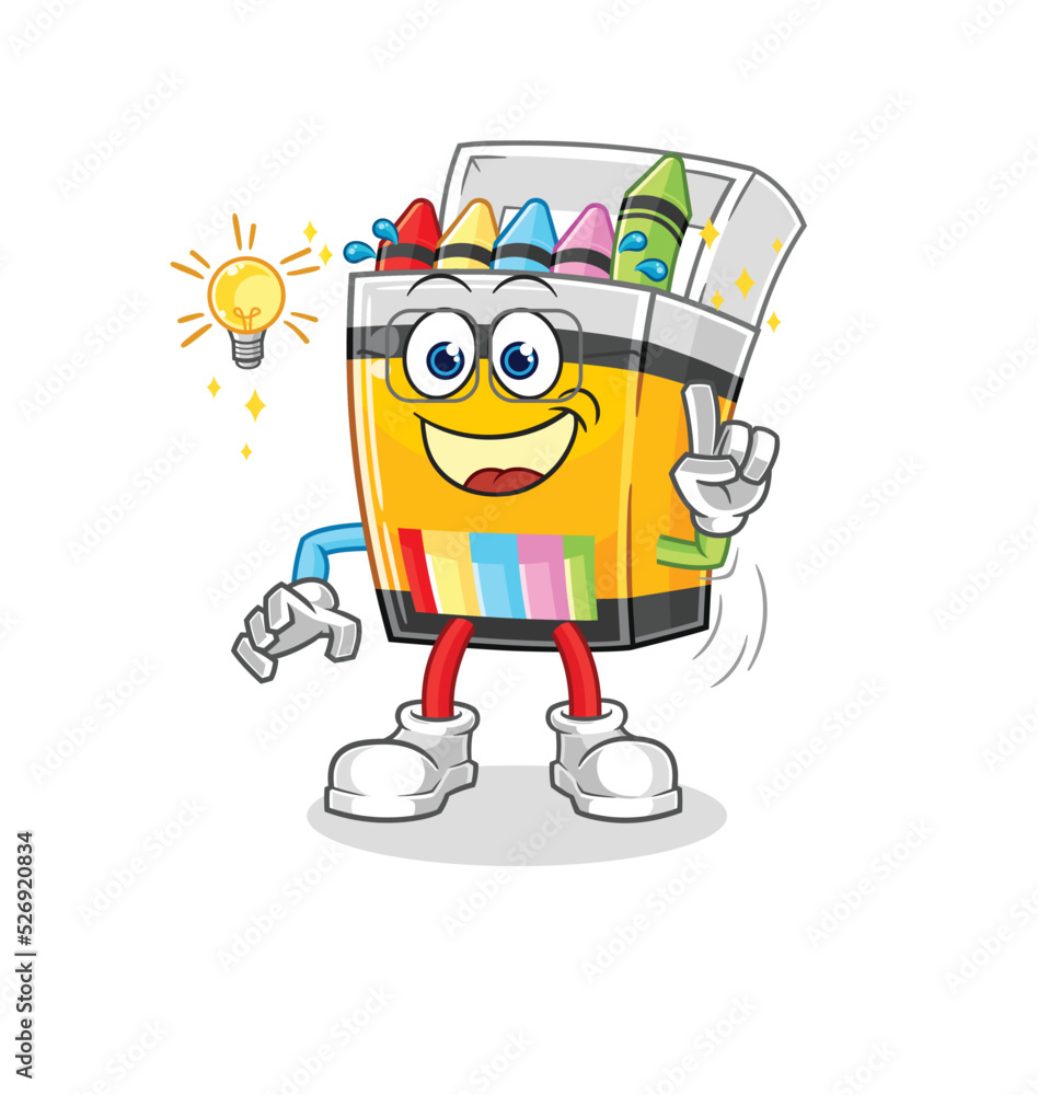 crayon got an idea cartoon. mascot vector crayon got an idea cartoon. mascot vector