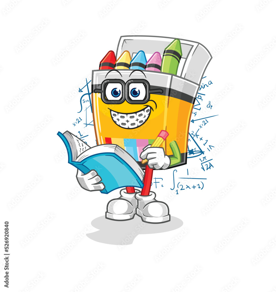 crayon geek cartoon. cartoon mascot vector crayon geek cartoon. cartoon mascot vector
