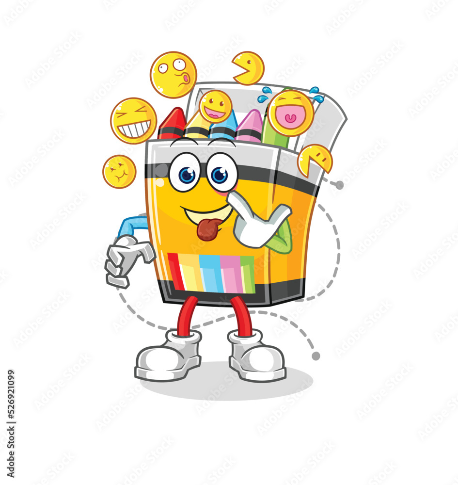 Obraz premium crayon laugh and mock character. cartoon mascot vector