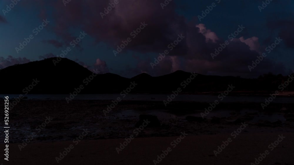 Low tide in bay of remote tropical island in Fiji, clouds forming in sky, timelapse Low tide in bay of remote tropical island in Fiji, clouds forming in sky, timelapse