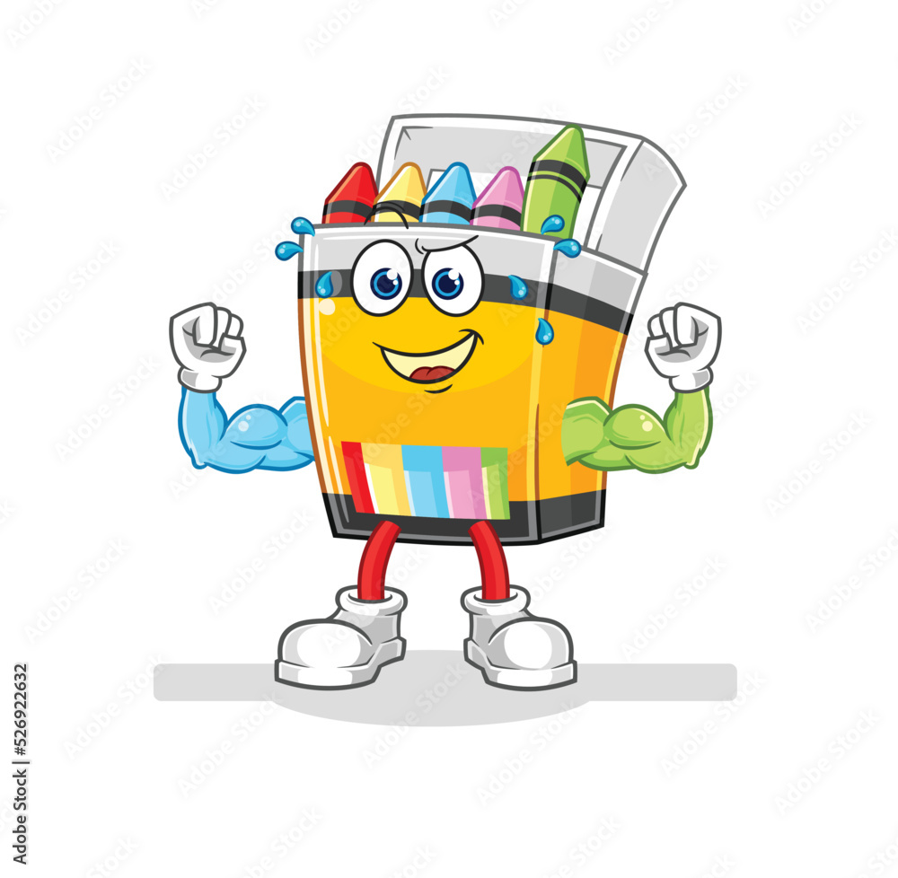 crayon muscular cartoon. cartoon mascot vector crayon muscular cartoon. cartoon mascot vector