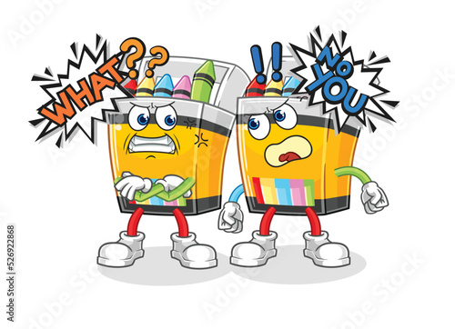 crayon arguing each other cartoon vector