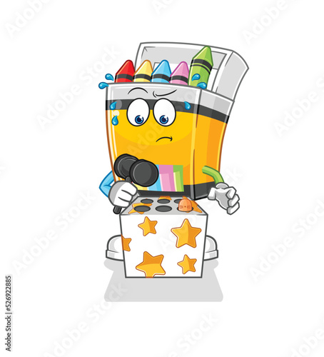 crayon play whack a mole mascot. cartoon vector
