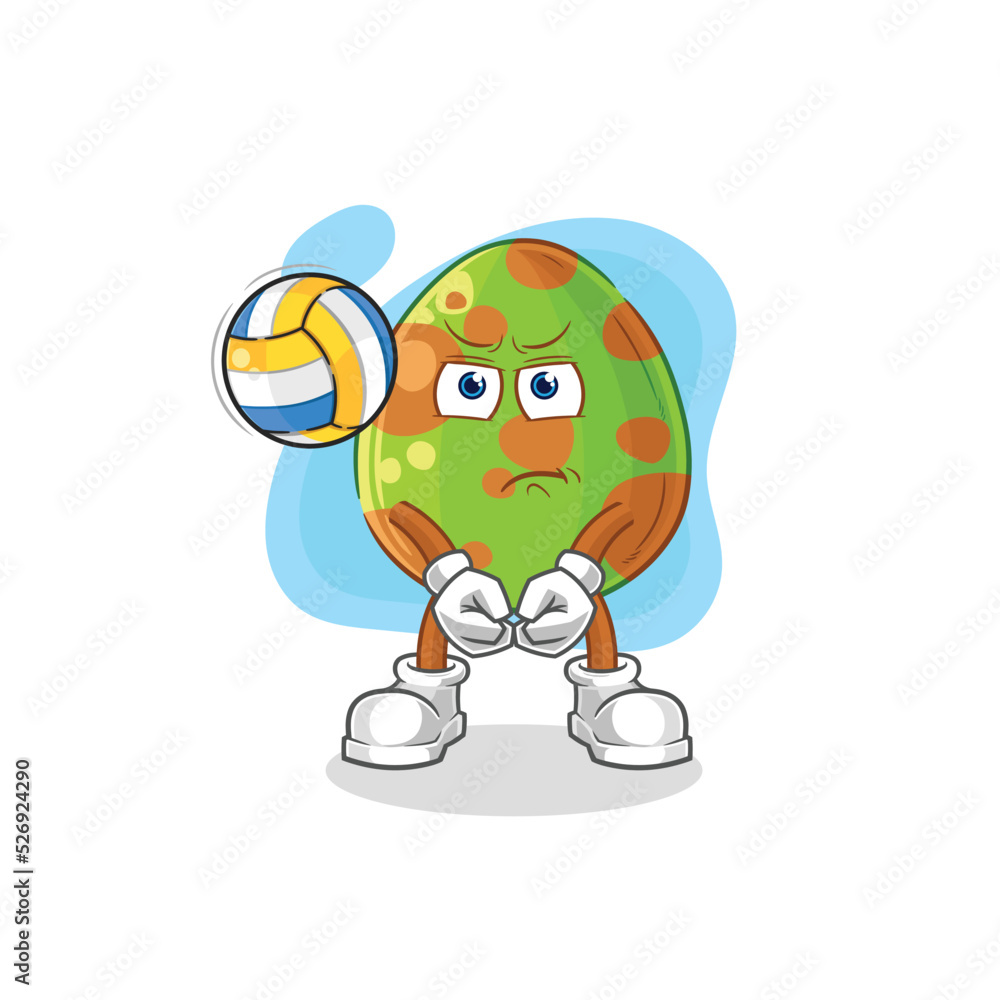 dinosaur egg play volleyball mascot. cartoon vector