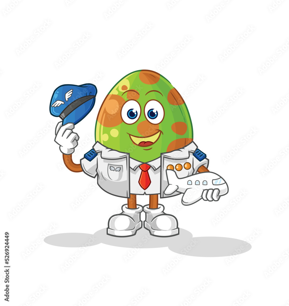 dinosaur egg pilot mascot. cartoon vector
