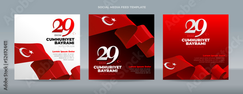 29 Ekim Cumhuriyet Bayrami Turkiye or Turkey Republic Day - Social Media Feed  Post Template