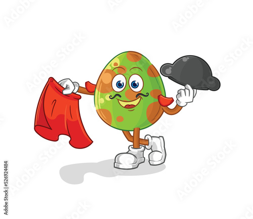 dinosaur egg matador with red cloth illustration. character vector