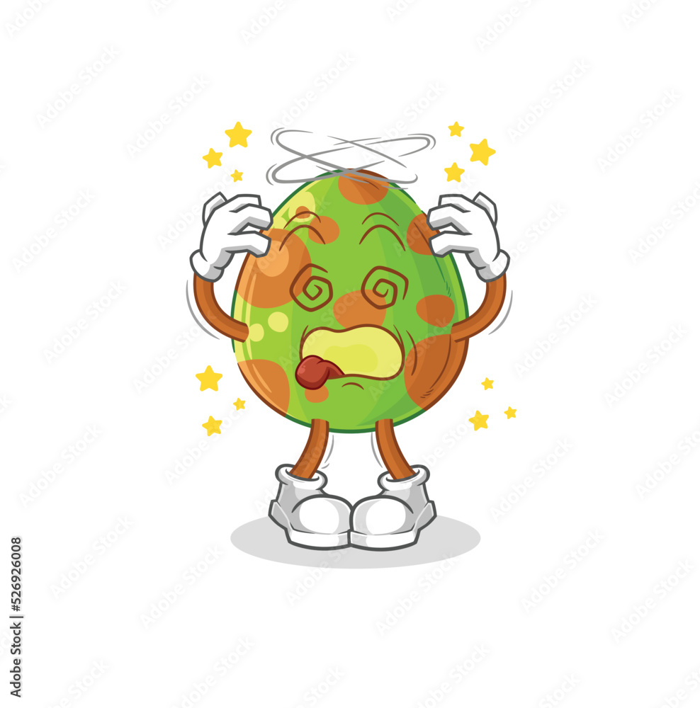 dinosaur egg dizzy head mascot. cartoon vector dinosaur egg dizzy head mascot. cartoon vector