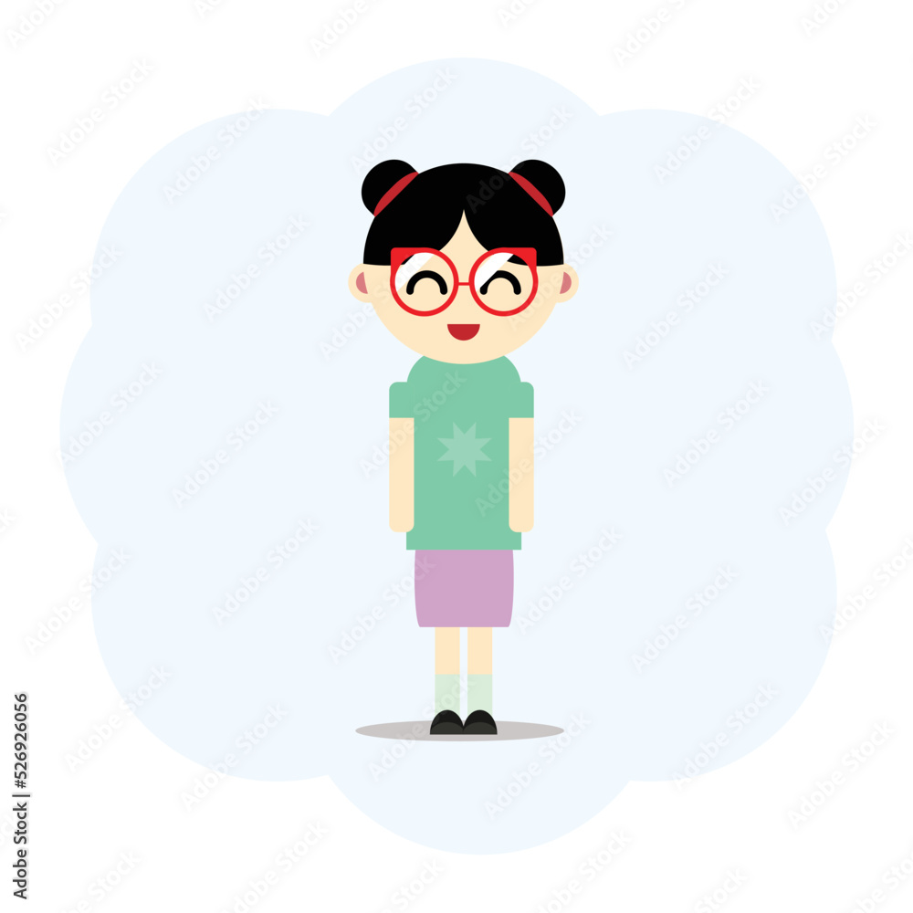 Cute beauty asian girl logo template. Vector flat cartoon character illustration icon. Isolated on white background Cute beauty asian girl logo template. Vector flat cartoon character illustration icon. Isolated on white background