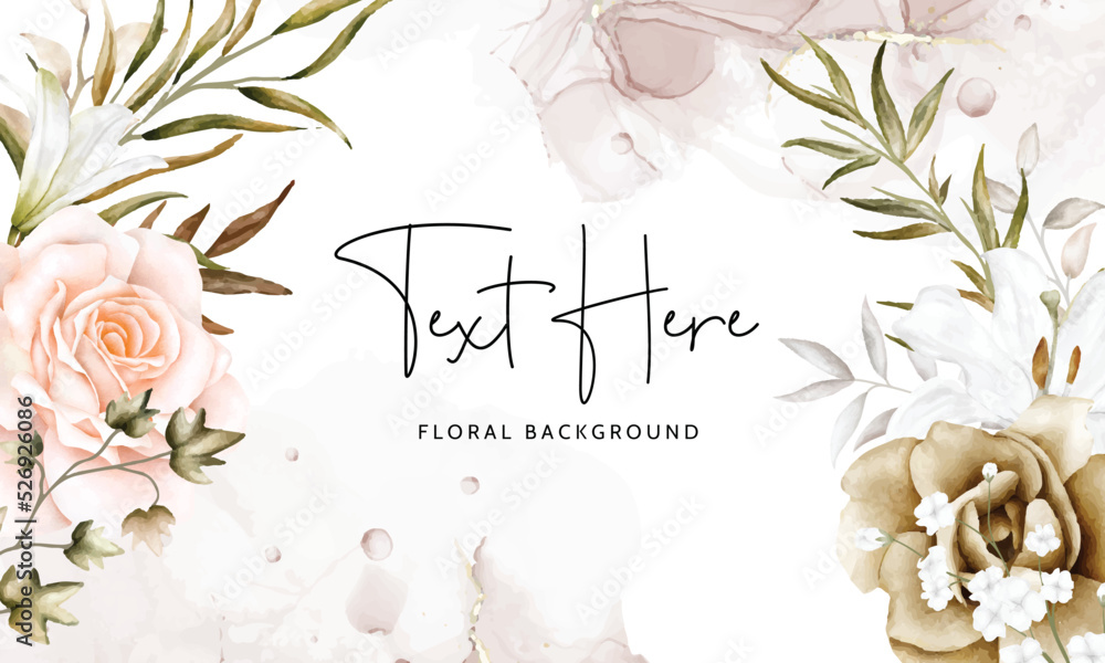 elegant flower frame background with watercolor