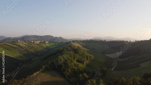 4k drone video of Baccedasco and Costa Stradivari Castell'Arquato, PC, Italy photo