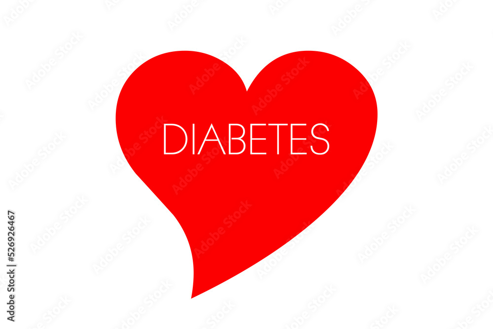 Rotes Herz mit dem Titel DIABETES Rotes Herz mit dem Titel DIABETES