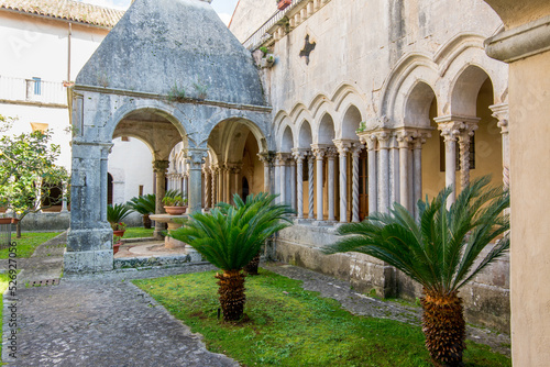 Cloister of the Abbey of Fossanova, Latina, Lazio, Italy. Monastery gothic  cistercian. photo