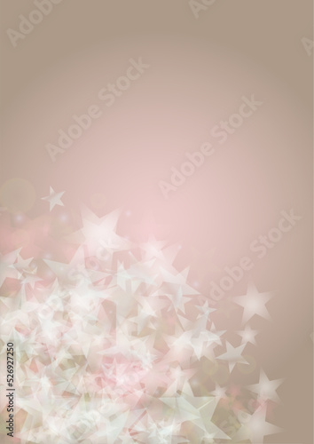 Vector Shiny Stars Confetti on Pink Background with Silver and White Light Spots. Magic Shiny Pastel Print. Baby Print. Gentle Stardust Pattern. Sparkle Festive Cover Design.