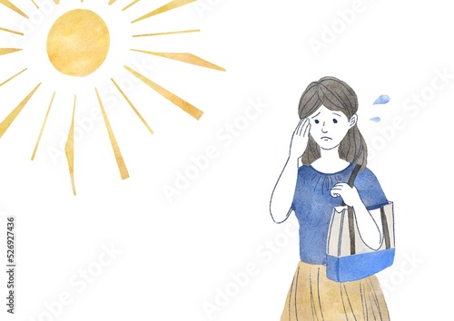 暑い夏、熱中症になりかけている女性