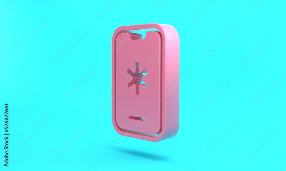 Pink Telephone with emergency call 911 icon isolated on turquoise blue background. Police, ambulance, fire department, call, phone. Minimalism concept. 3D render illustration Pink Telephone with emergency call 911 icon isolated on turquoise blue background. Police, ambulance, fire department, call, phone. Minimalism concept. 3D render illustration