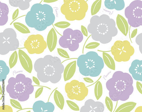 Flower pattern 北欧風のかわいい花柄 シックなパステルカラー シームレス