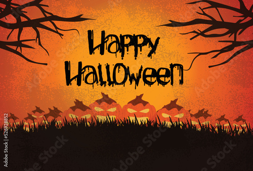 Halloween night illustration with pumpkin